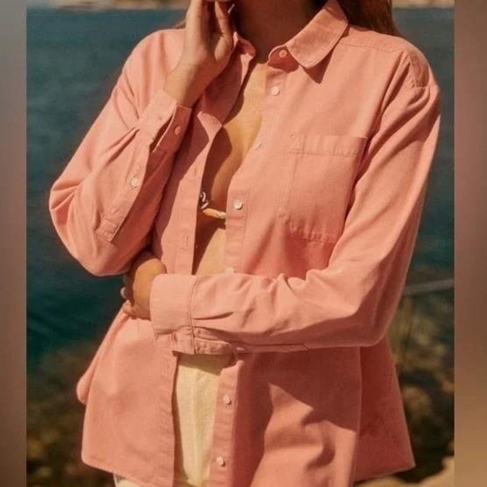 Sezane Peach Button-Down Shirt